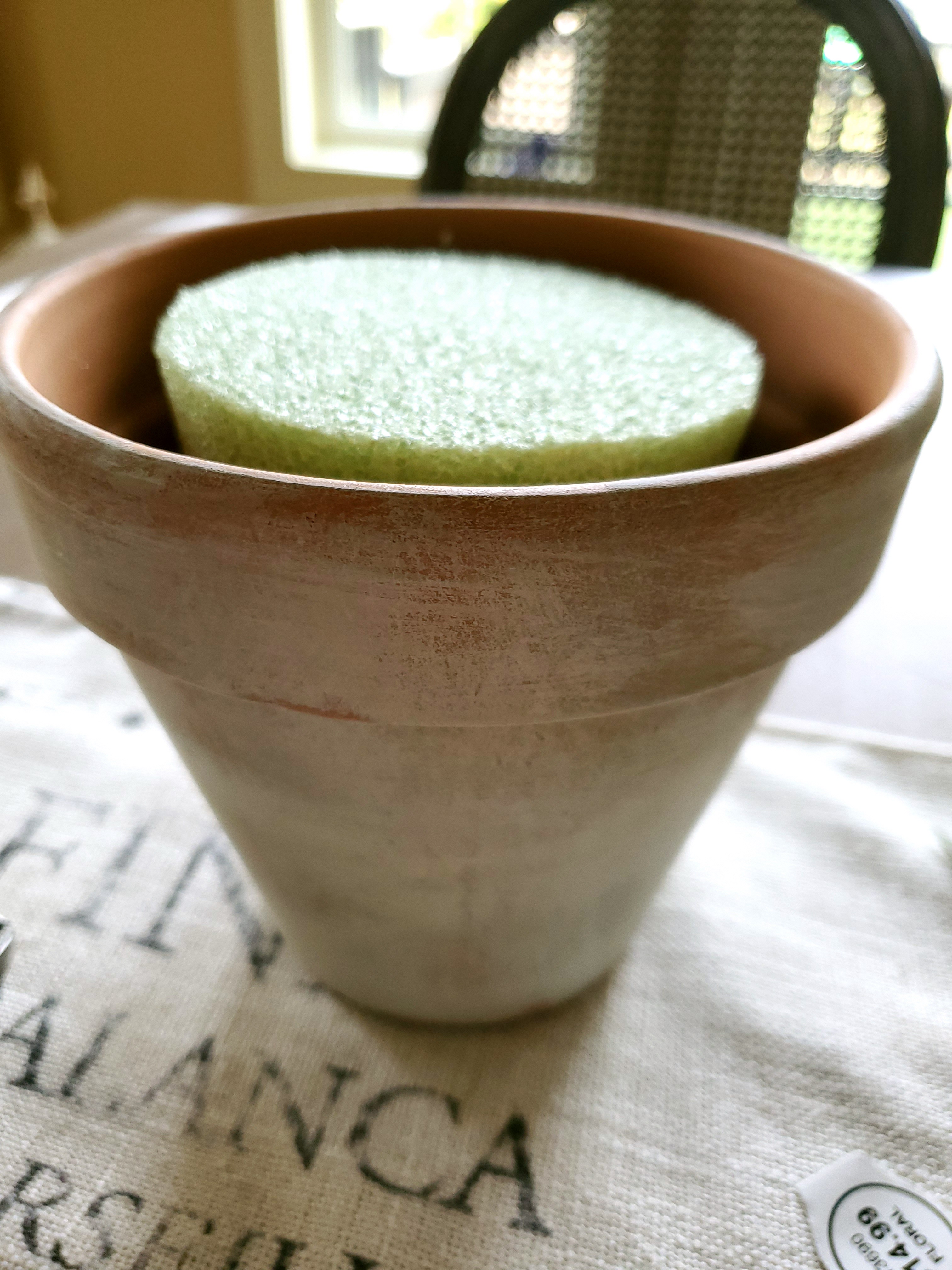 pot with Styrofoam inside