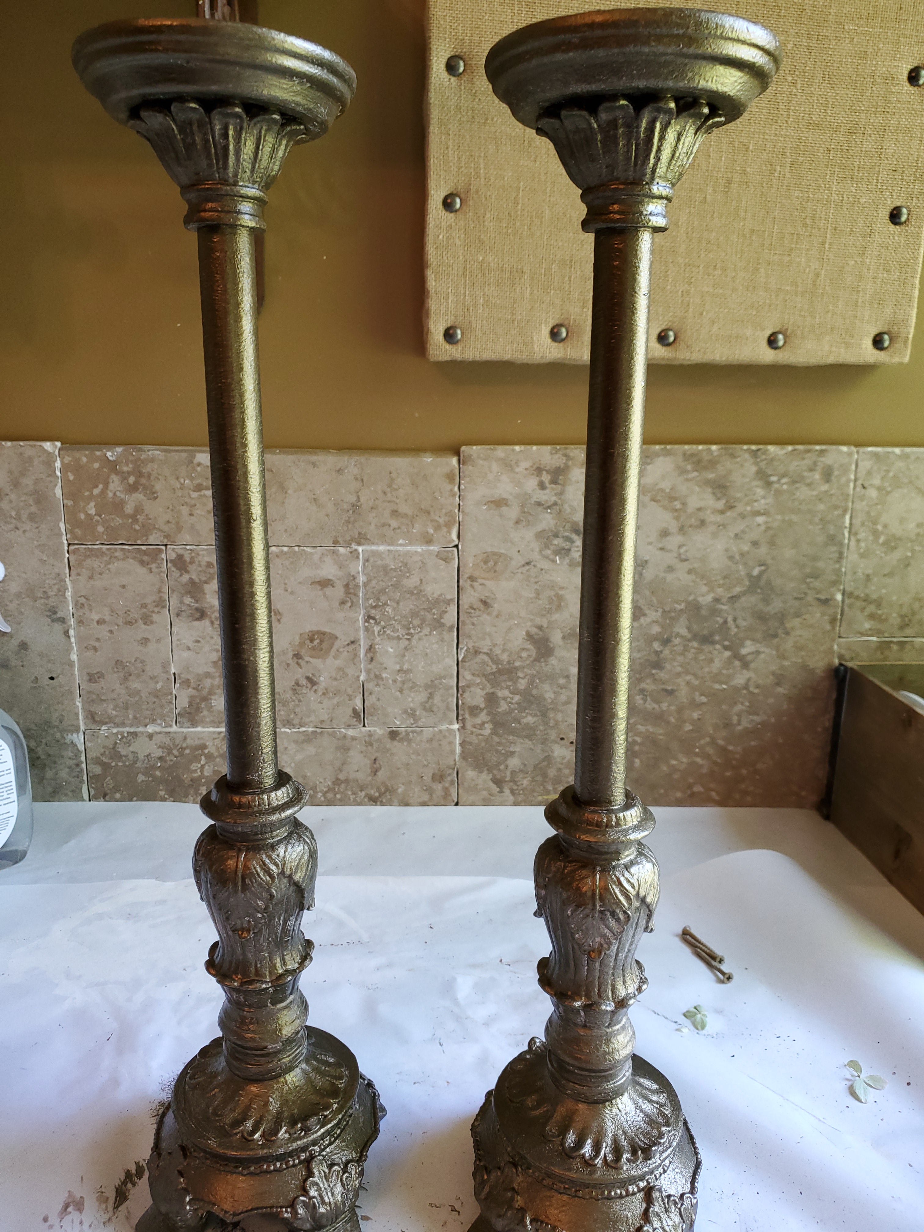 candle holders repatined brass