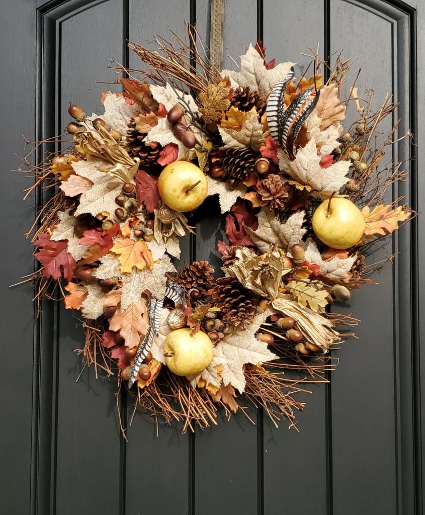 close up of fall wreath