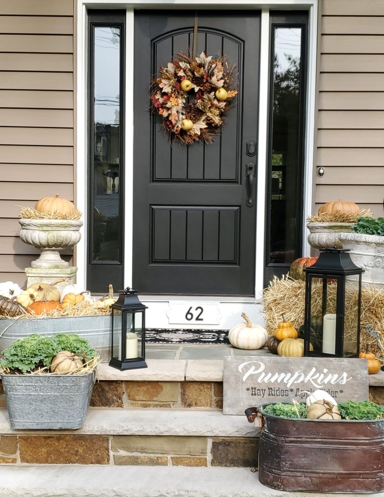 a full picture of the fall porch during the day