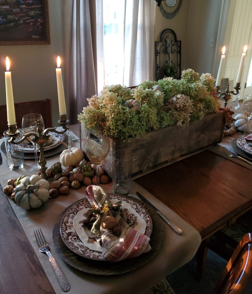 table with candles lit