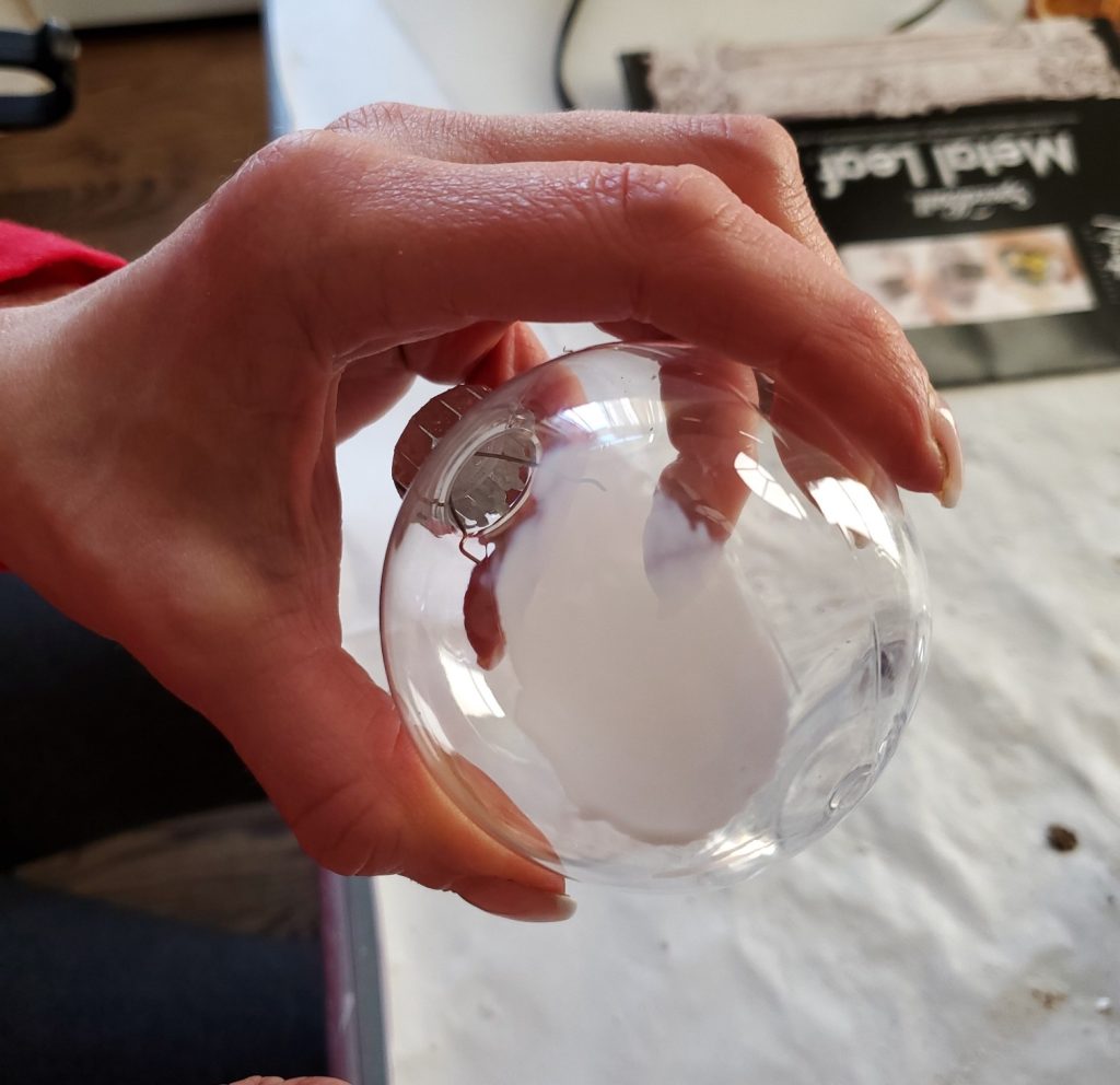 showing the glue wet and white