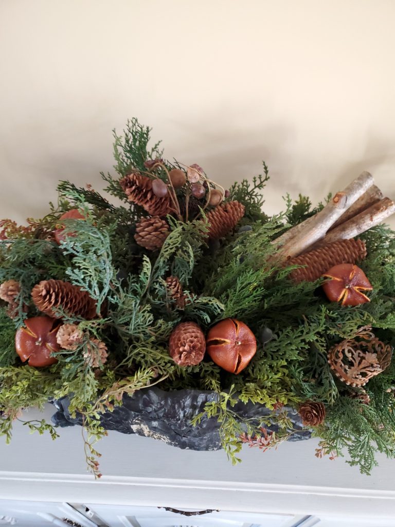 the camera pointin down to show the whole centerpiece