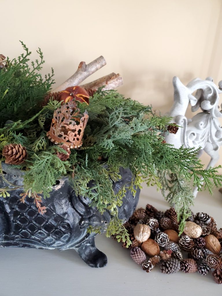 Another deer with birch logs and a cron for the Christmas Great Room