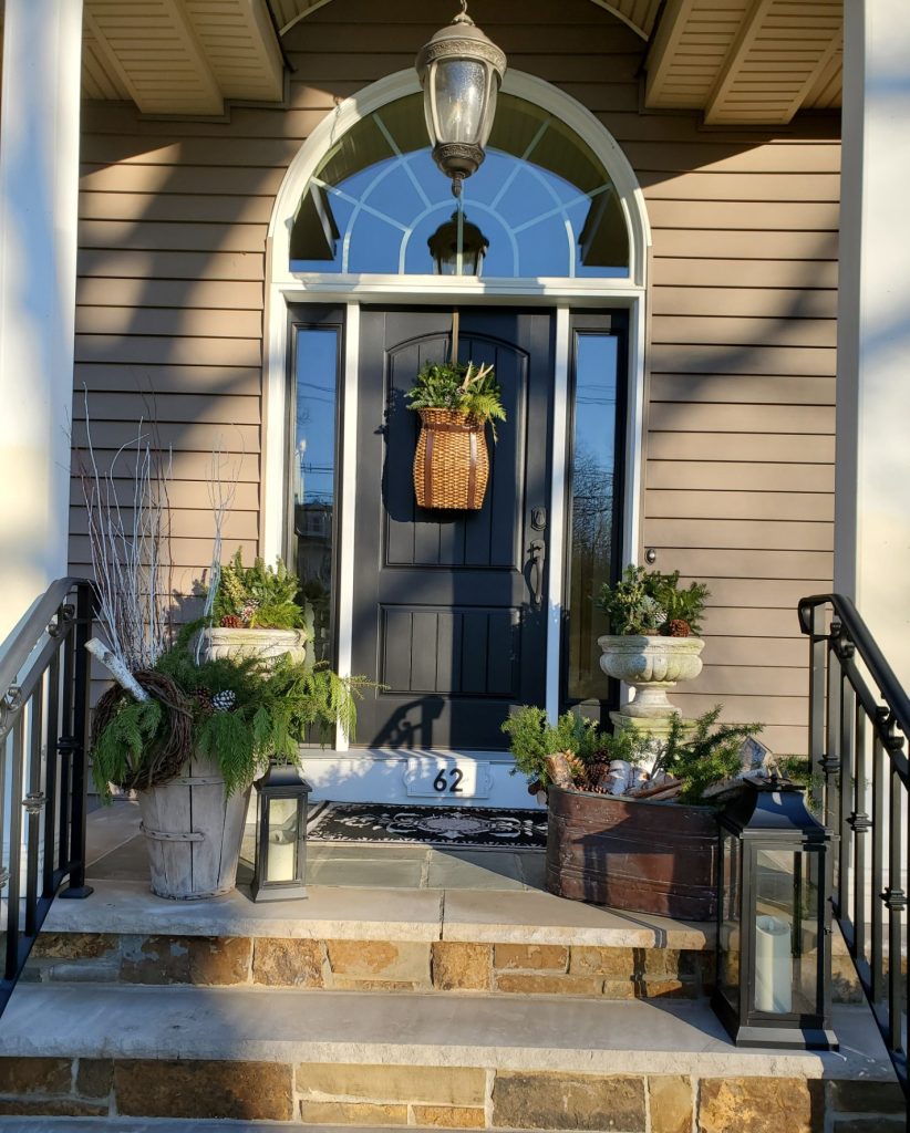 a full shot of the Christmas porch