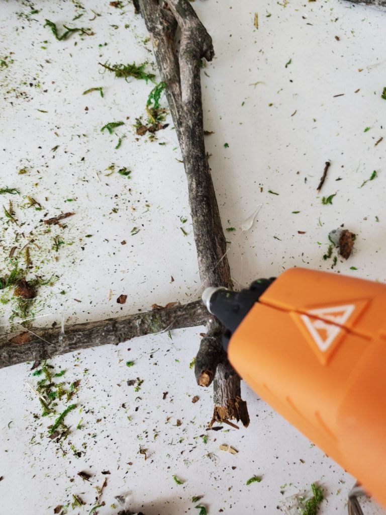 showing the glue being added