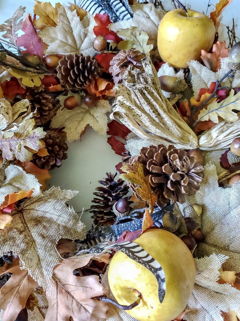 Apples being laid out before gluing