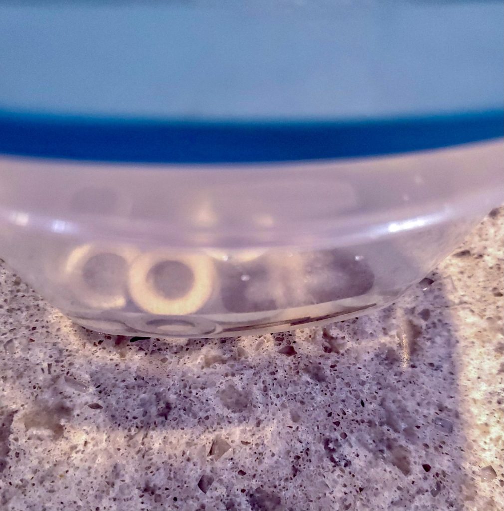 Washers soaking in table salt, peroxide and white vinegar to get rusty