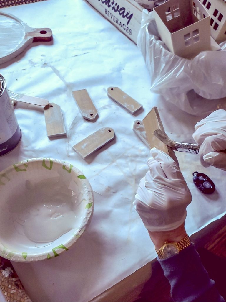 Painting the sides of the wood
