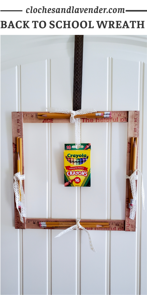Pin for Pinterest of the back to school wreath