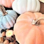 chalk-paint-on-pumpkins-is-a-sustainable-choice-close up of finished project as a centerpiece
