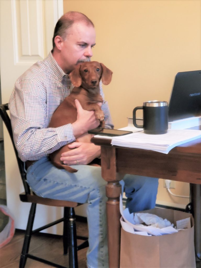 dog on a mans lap