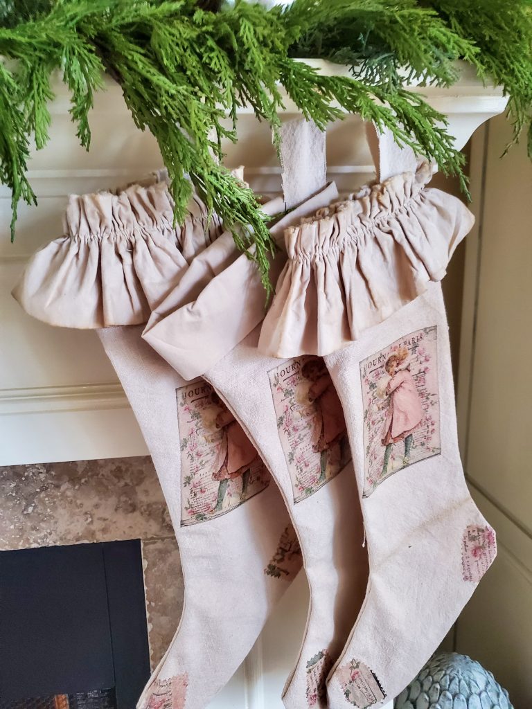 stockings hanging from a mantle