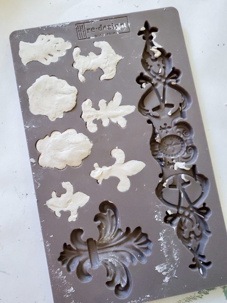 showing the clay once dry in the mold