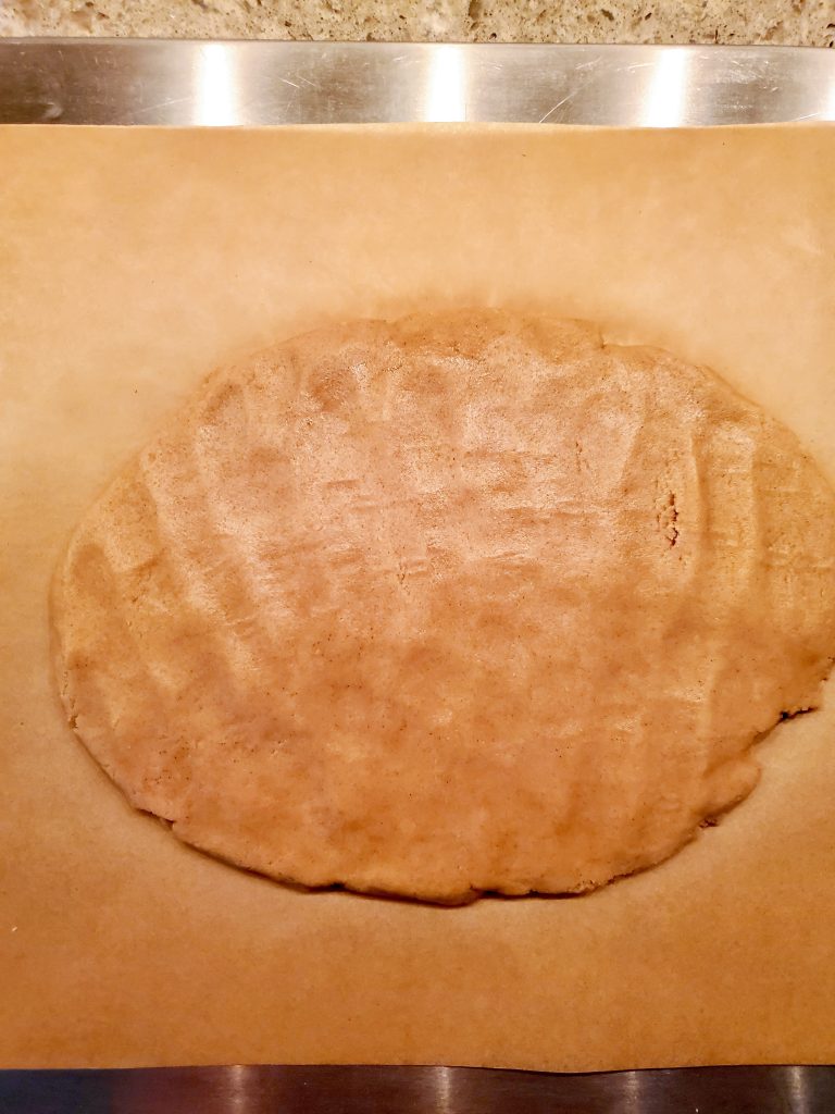 biscotti batter shaped into a log