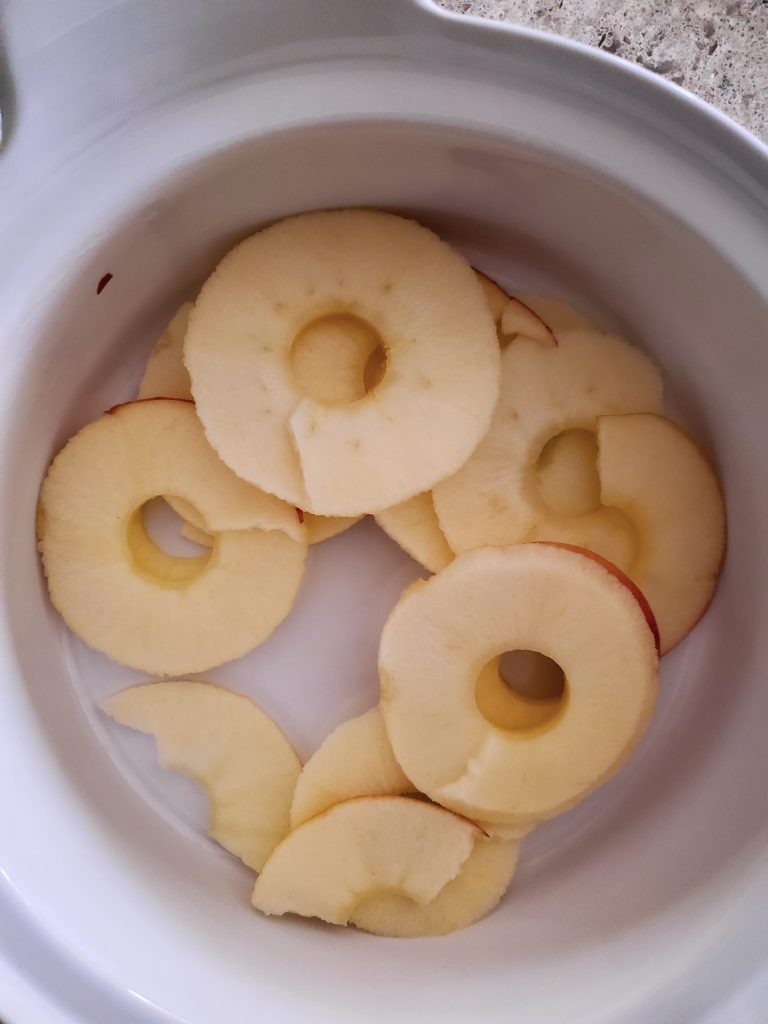 apples after removing them from the microwave for the applesauce