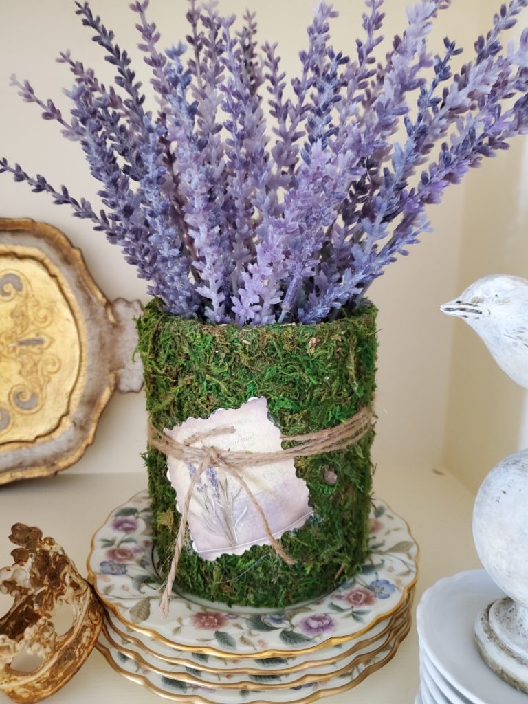moss covered vase