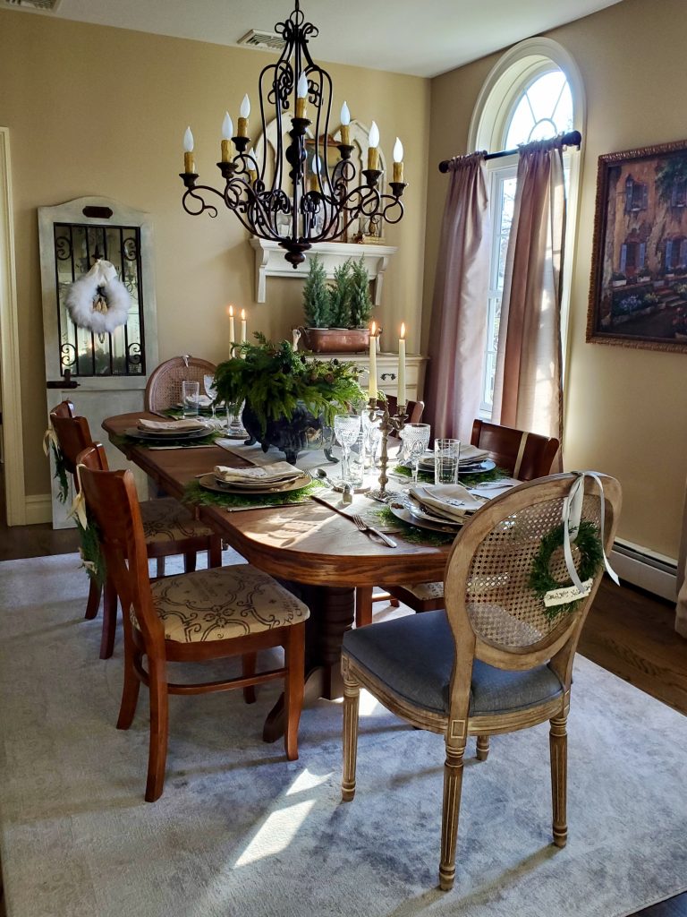 a full picture of the christmas time dining room