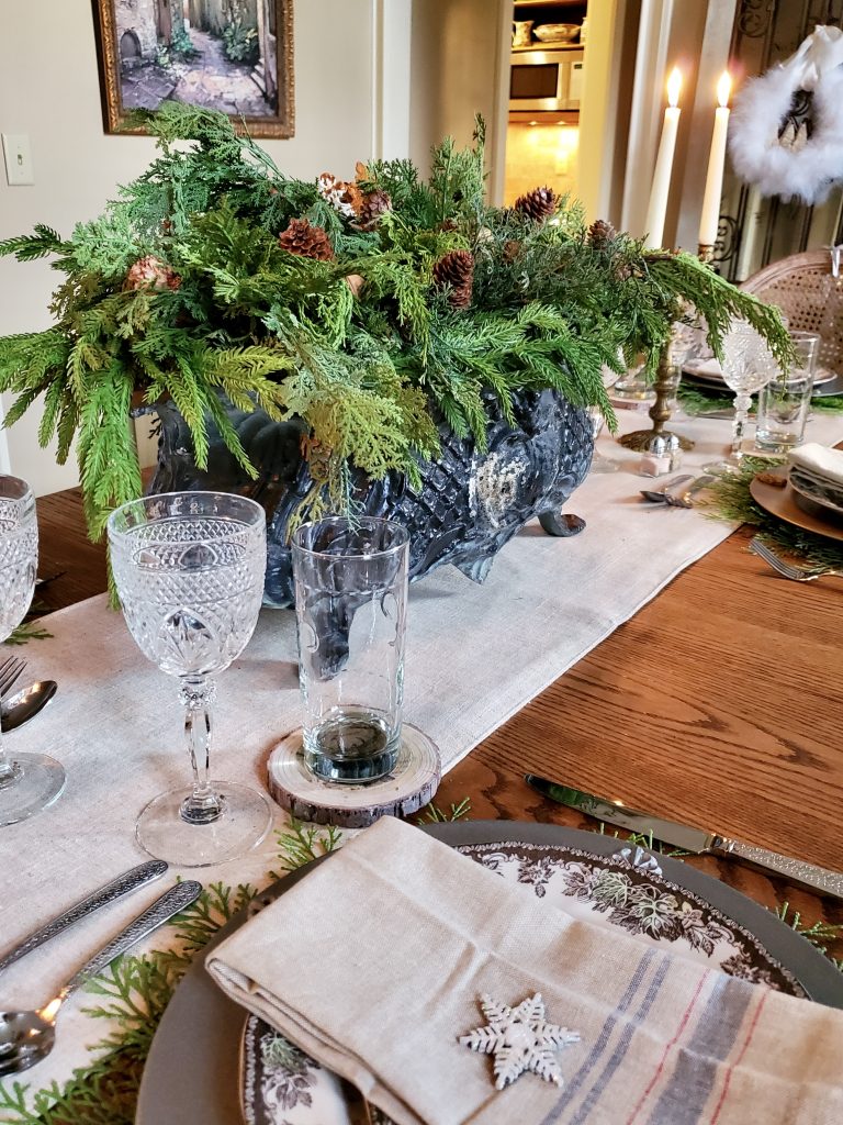 a different angle of the centerpiece on the table
