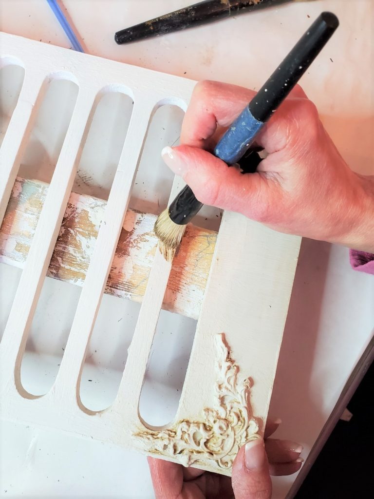 adding dark wax to make old wood pretty