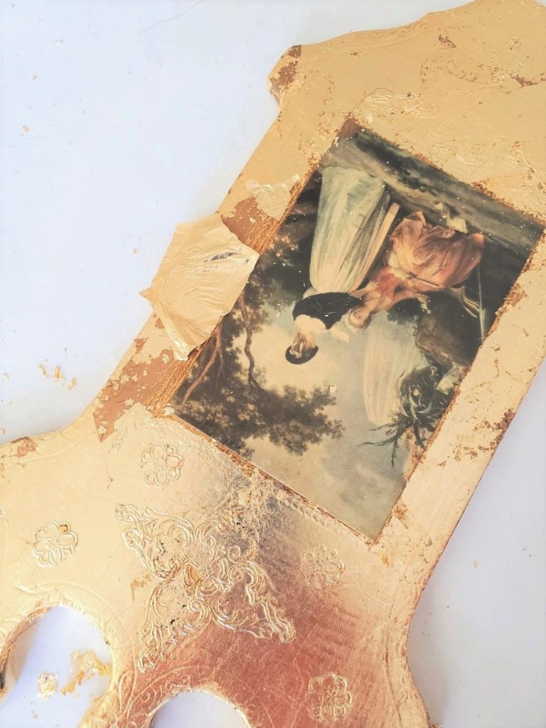 small DIY gold leafing to the plaque