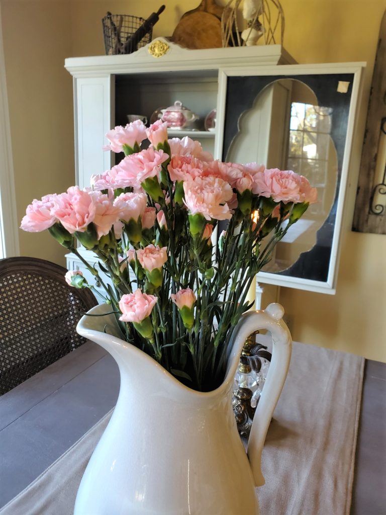 close up of the pink carnations