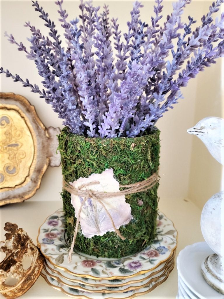 moss covered vase
