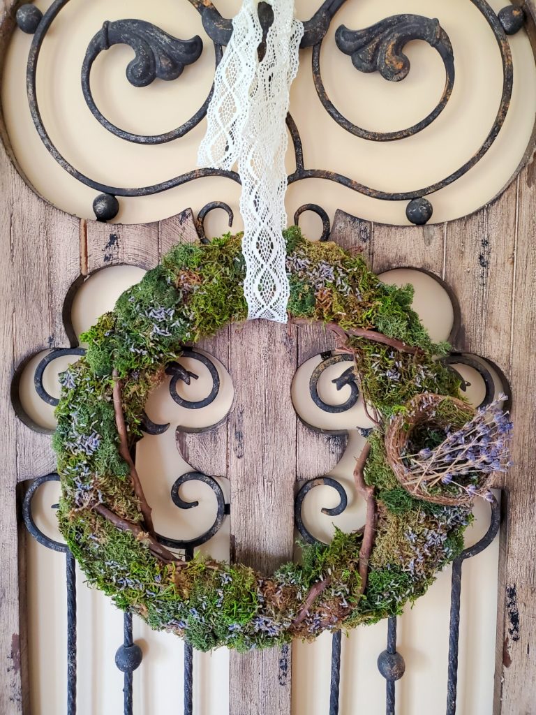 moss and lavender wreath
