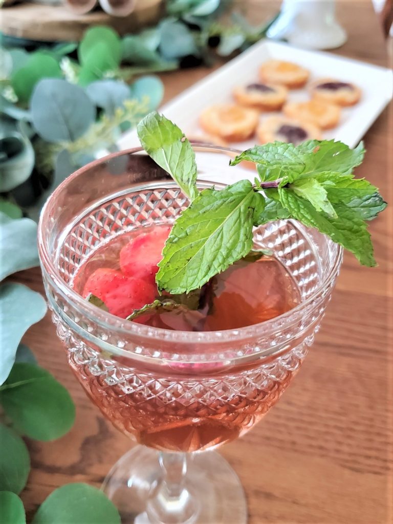Glass of iced tea sangria 
