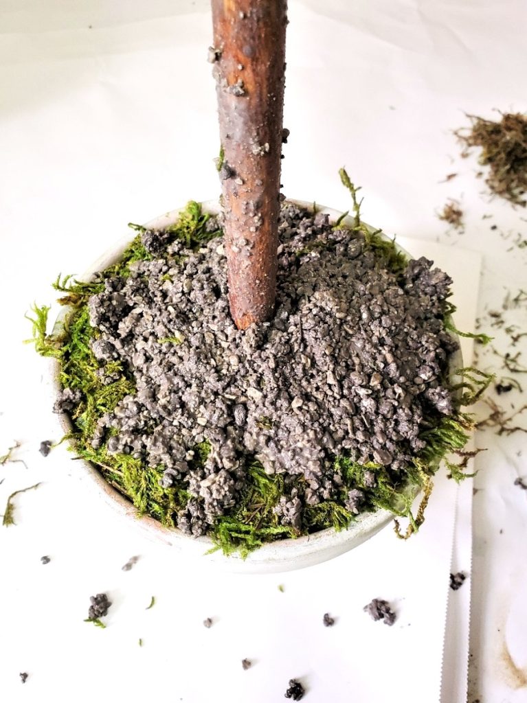 fake-dirt-added-to-topiary-pot