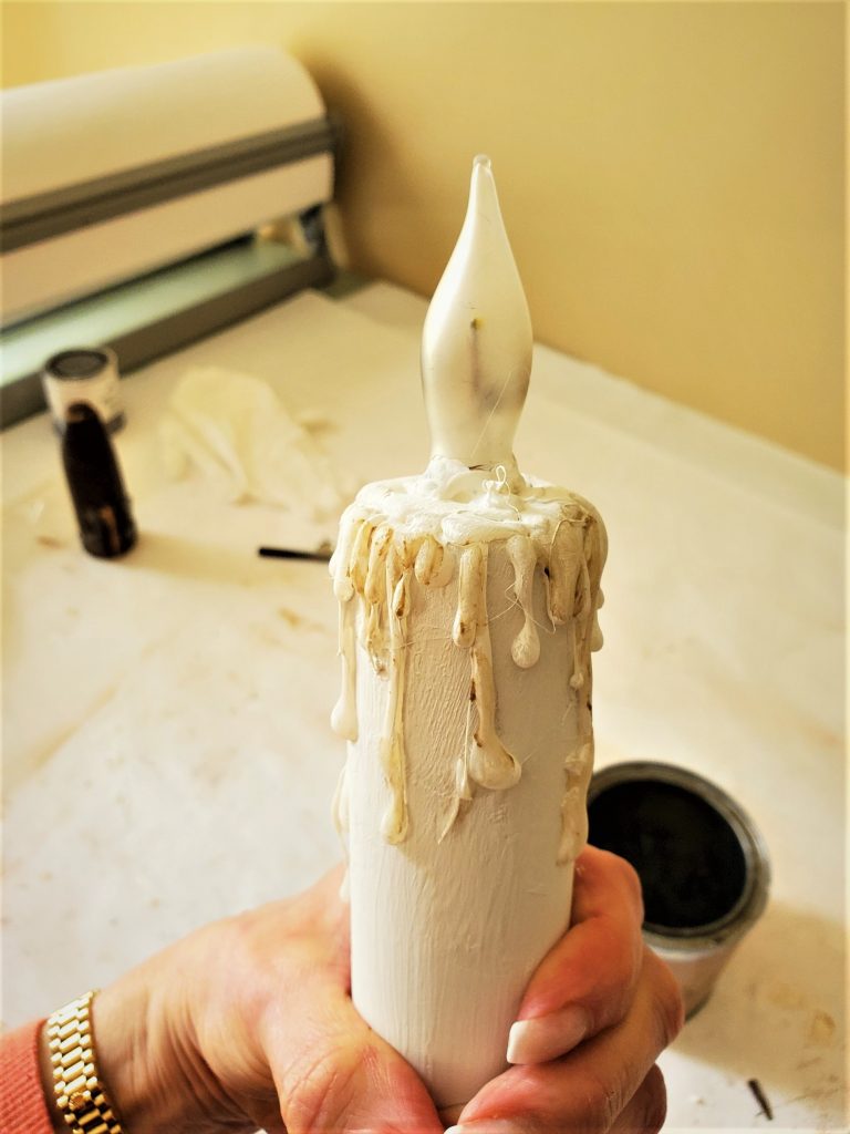 showing the DIY before decorated