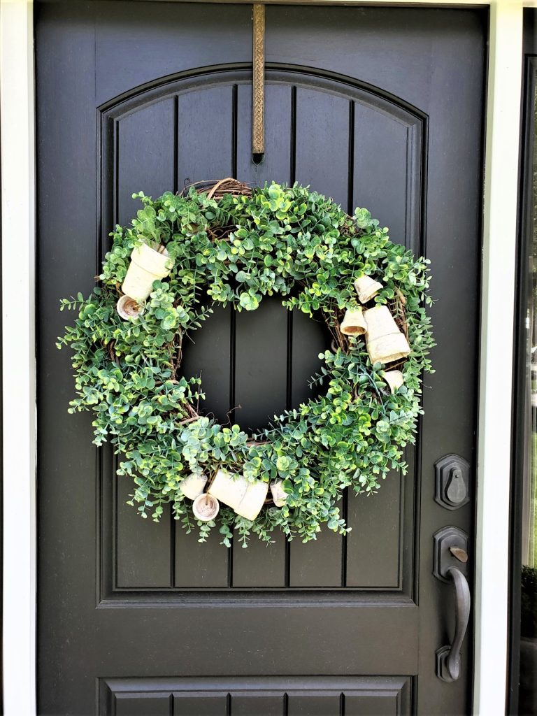 wreath on the front porch door