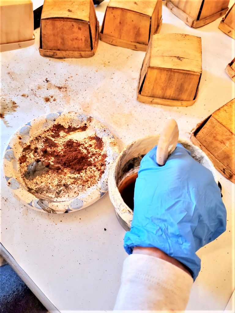 How To Make Vintage Berry Crates dipping the brush into to the tea to add more dry clove 