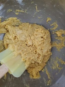 rubber spatula and dough