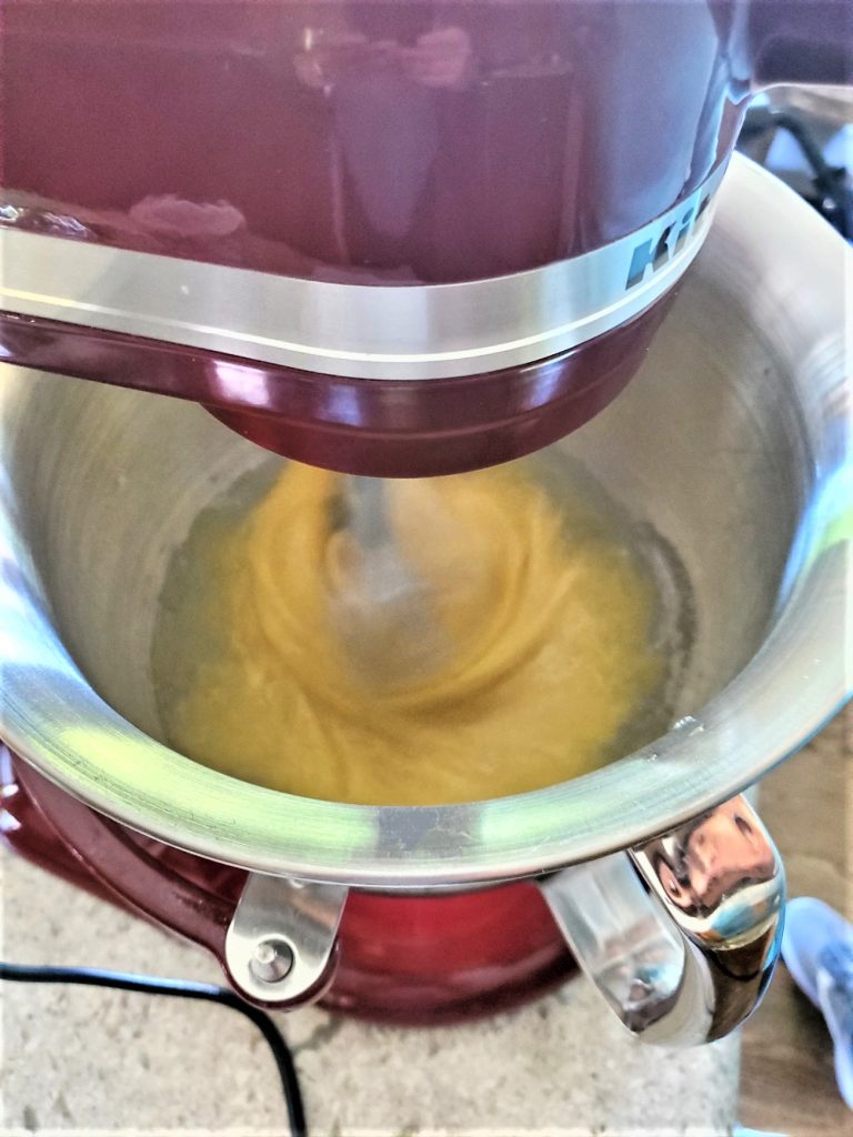 Electric Mixer Beating the Eggs and Sugar Biscotti Chocolate Drizzle