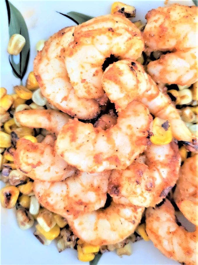 SHRIMP OVER ROASTED CORN