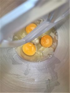 Eggs in Electric Mixer Citrus Biscotti Choocolate Drizzle