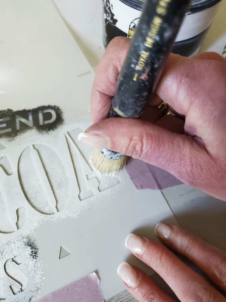 stenciling winter sign