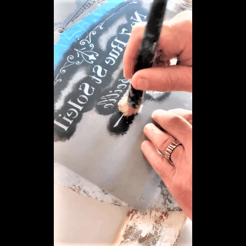 stenciling the back of the mirror