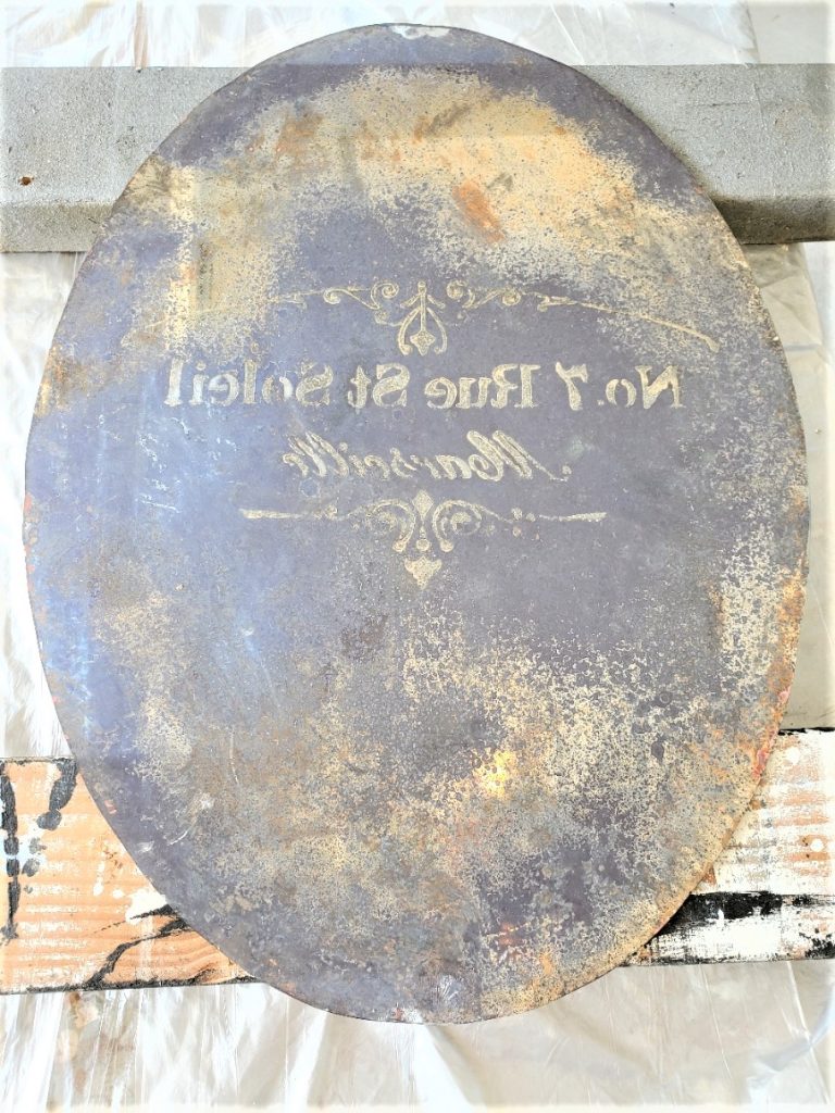 Mirror antiqued and ready to be sprayed with paint on the back
