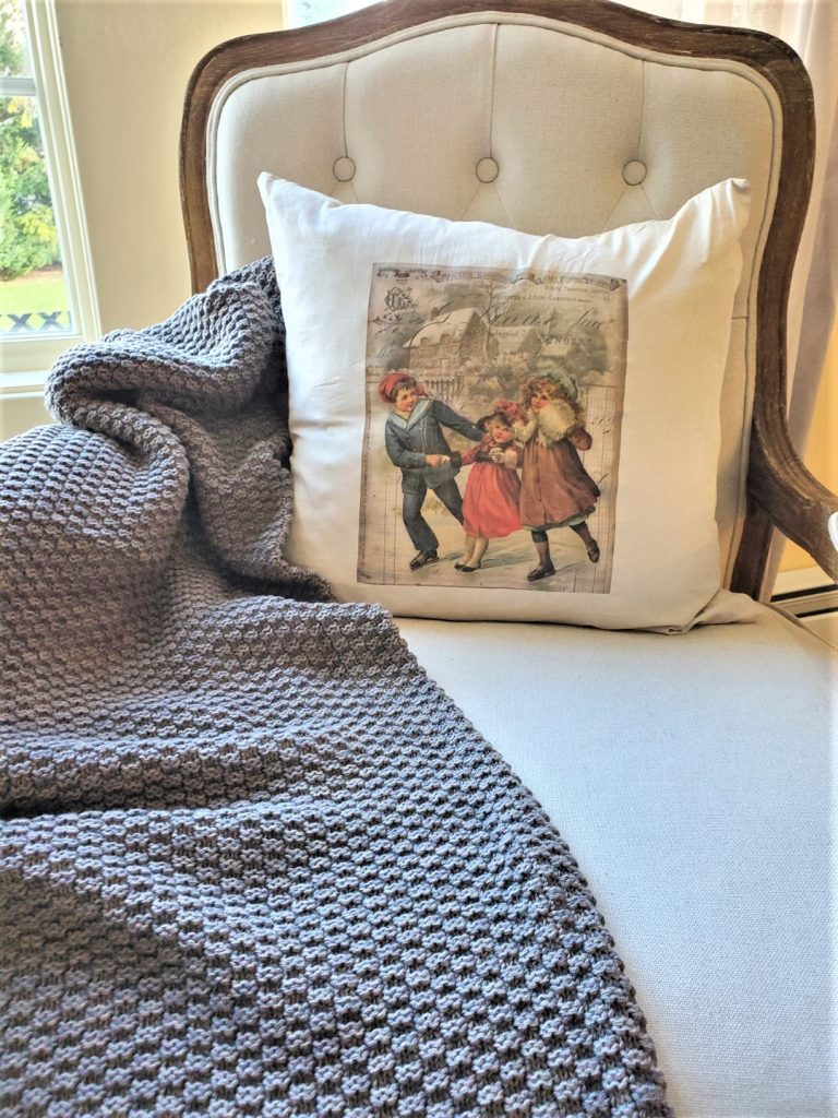 Closeup of the Pillow I made on a Chair