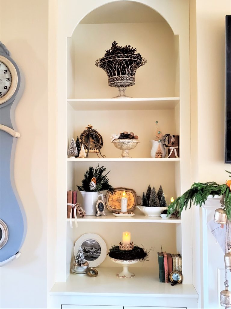 Old fashioned Christmas Decorating Ideas Bookcase