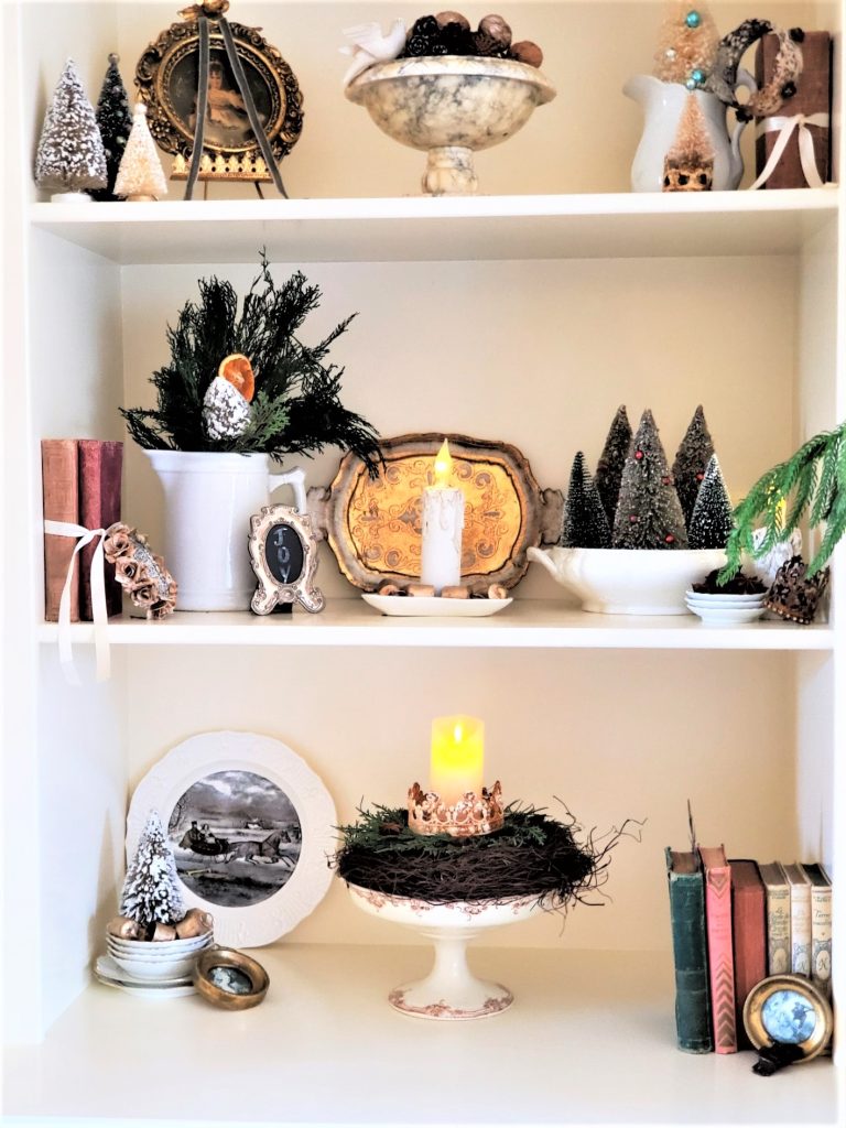 Shelves with Christmas Pieces