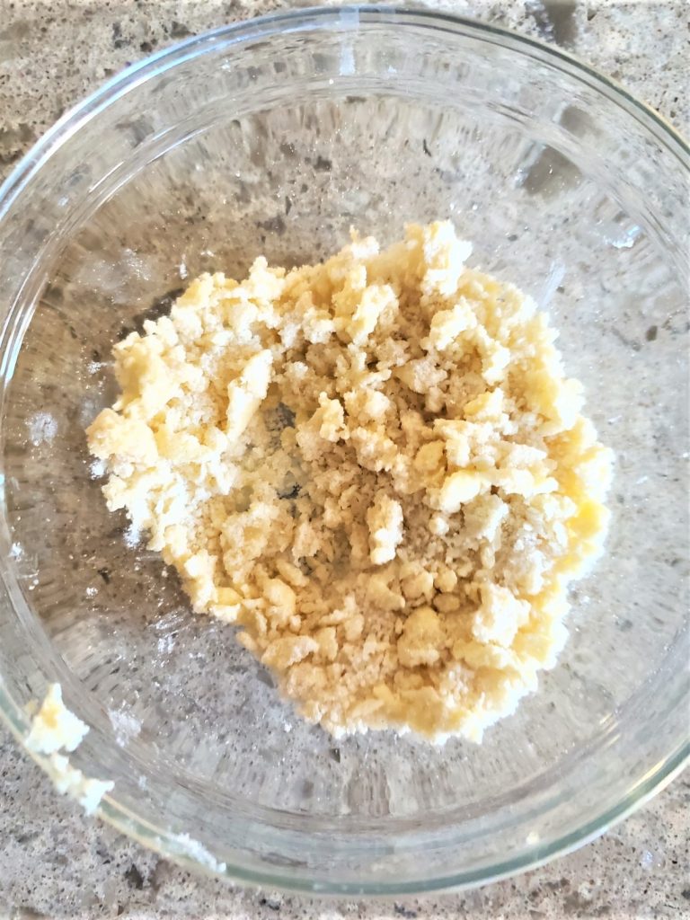 butter-sugar-flour-combined-to-a-crumbly-mix-easy-delicious-mini-Kolaches-recipe
