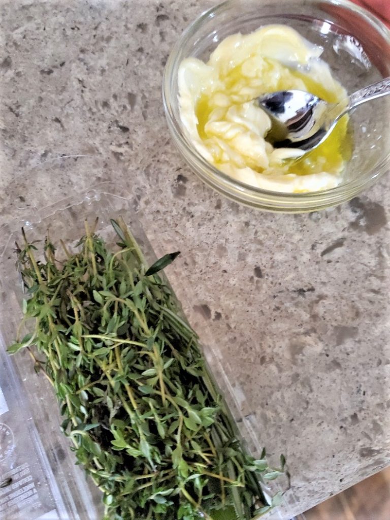 fresh-herbs-thyme-butter-olive-oil-mixture