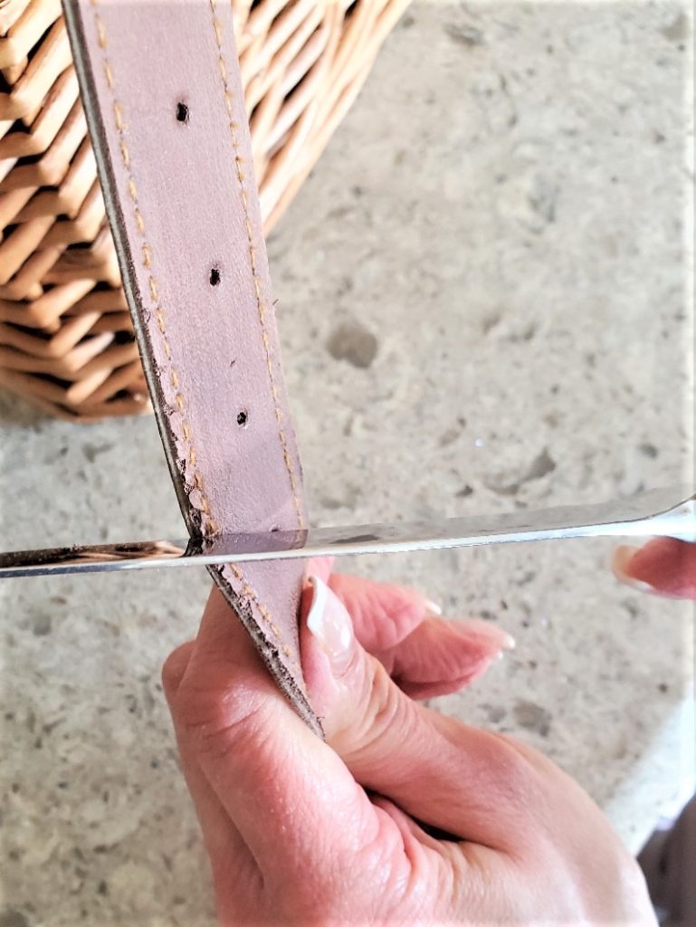 scraping-the-edges-with-serrated-knife-faux-leather-easy-diy