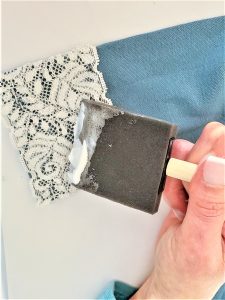 adding-mod-podge-to-lace-diy-scarecrow