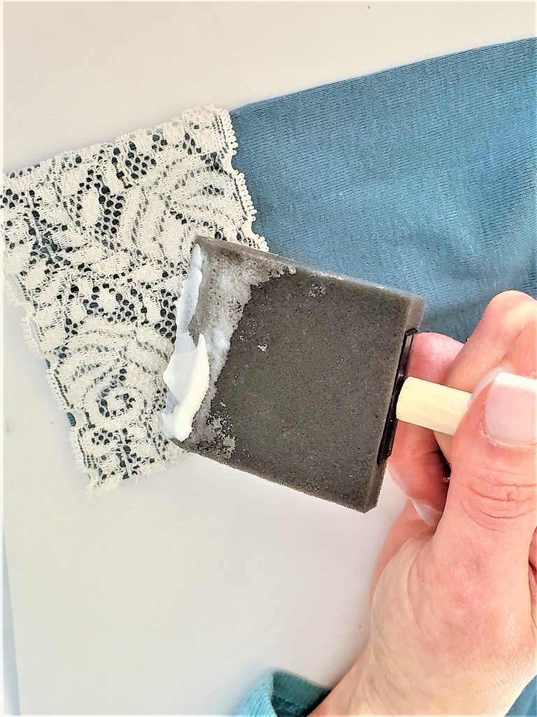 adding-mod-podge-to-lace-diy-scarecrow