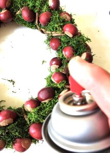 chestnut-wreath-diy-spraying-mod-podge