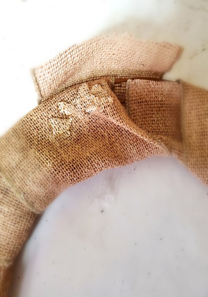 gluing-end-of-burlap